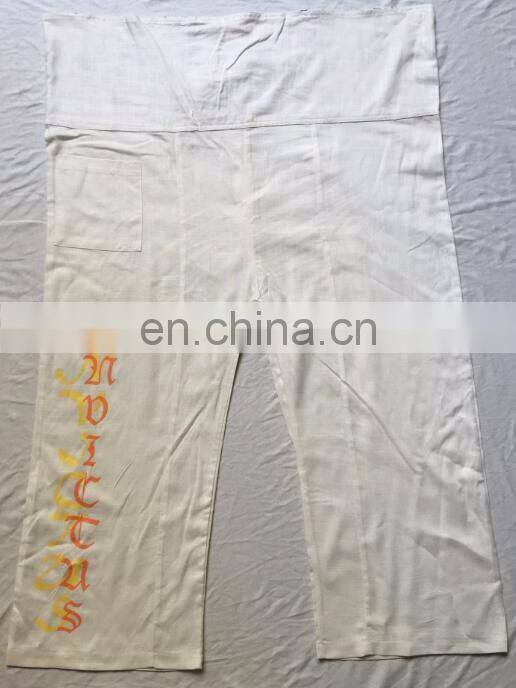 Wholesale 50%linen 50%cotton Loose fitted yoga printed thai pants