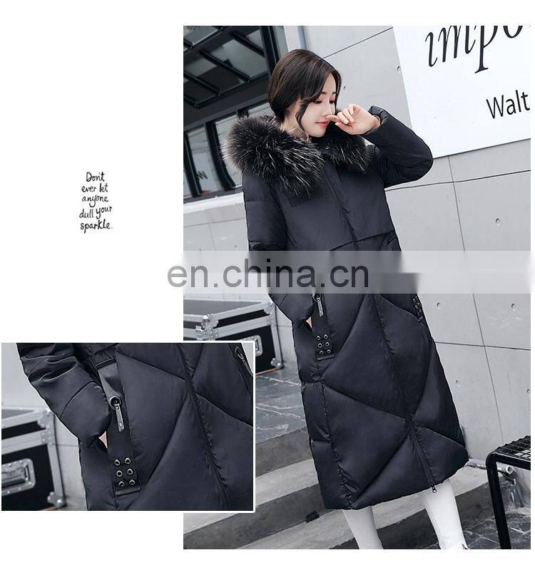 2017 winter new feather cotton clothing women Korean version of the Slim plus large collar collar long knee women's jacket S1003