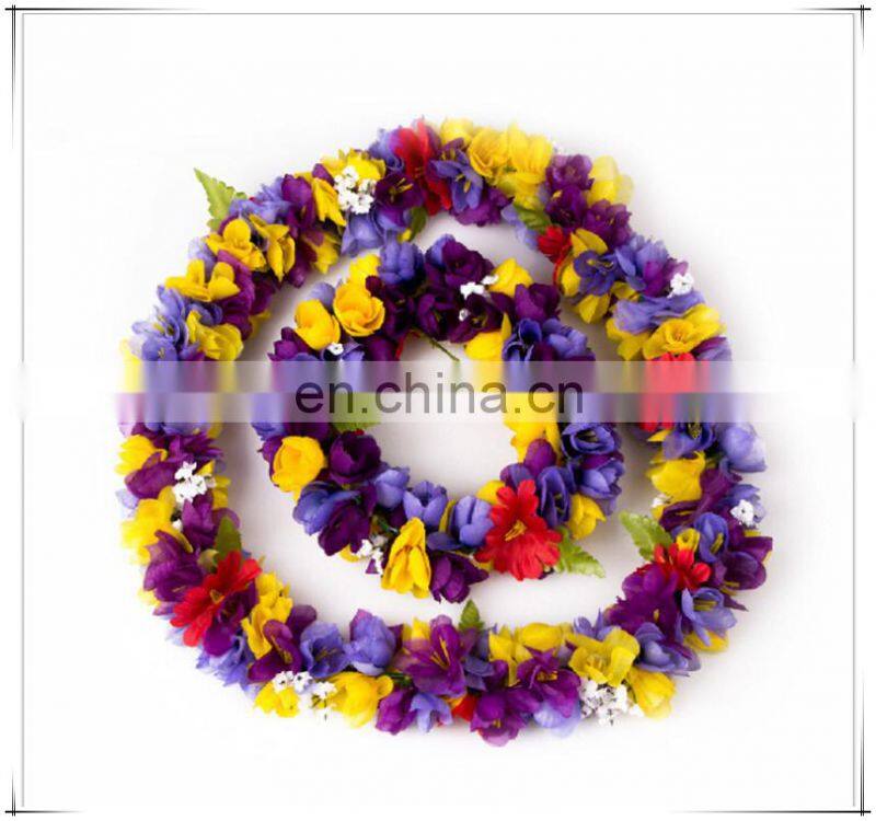 Blue Hawaiian Flower Lei Wedding Flower Garlands Flower Strings Decoration