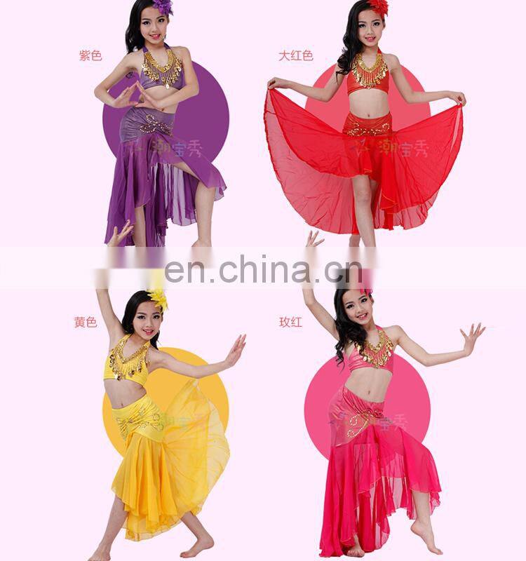 Newest arrival hot sexy beaded tassel children girls belly dance costume with size S M L ET-055