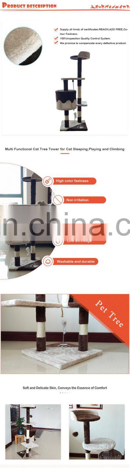 E1 Grade Board Pet Cat Tree Tower Condo with Sisal Scratching Post and Fur Ball