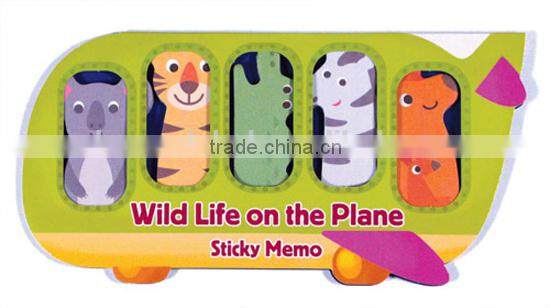 Bird & Animal on the Plane Die cut shape Note set Notepad Sticky memo pad