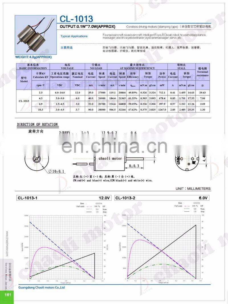 10x13mm Small DC Coreless Motor CL-1013 For Dental Tool And Electric RC Plane Toy