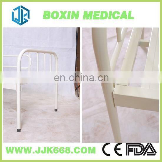 Simple Cold-rolled steel plate flat platform hospital medical bed with 6cm waterproof breathable mattress