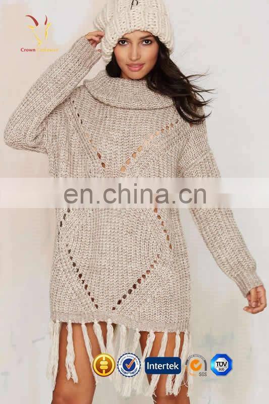 Tassel Hand Knitted Merino Wool Loose Sweater Dress