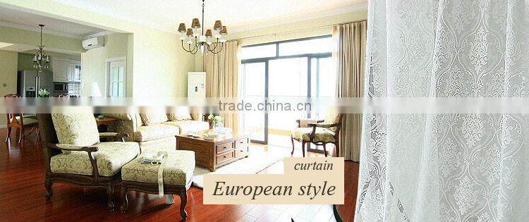 New design European jacquard polyester window curtain with curtain rod