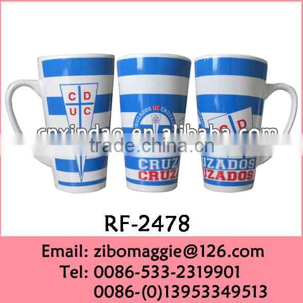 16OZ V Shape Wholesale White Porcelain Coffee Mug with Printing for World Cup 2014