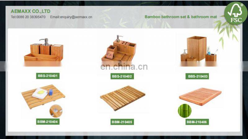 Bamboo series 5pcs bathroom decoration sets with toilet brush dispenser