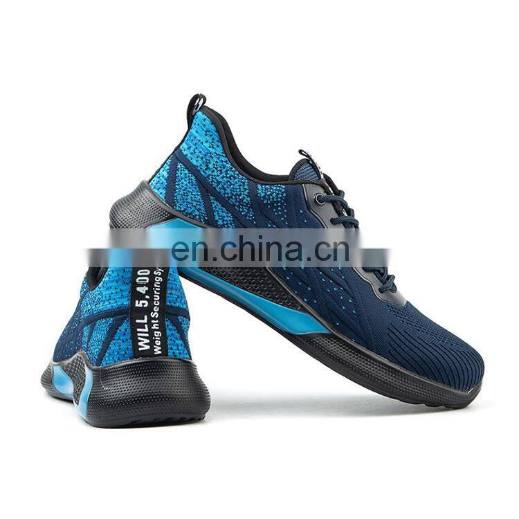 Breathable light weight comfort flying woven zapatos de seguridad de trabajo sneaker shoe safety