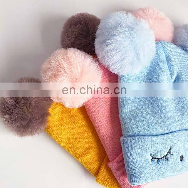 Wholesale Knitted Baby Hat With Pompoms And Neck Warmer