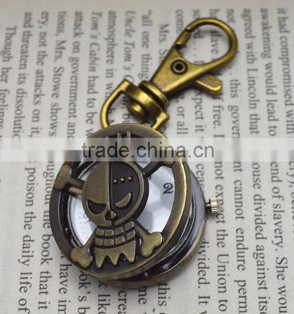 key watch with holder retro bronzed metal suit quartz pocket watch