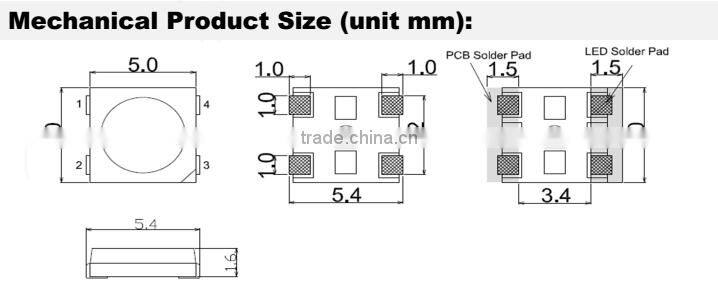 New 2016 smd led chip super bright 5050 sk6812N rgb smd led