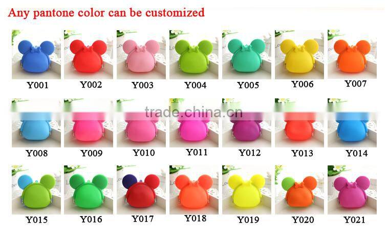 2015 Colorful mickey mouse shape silicon rubber coin purses/plastic squeeze coin purse
