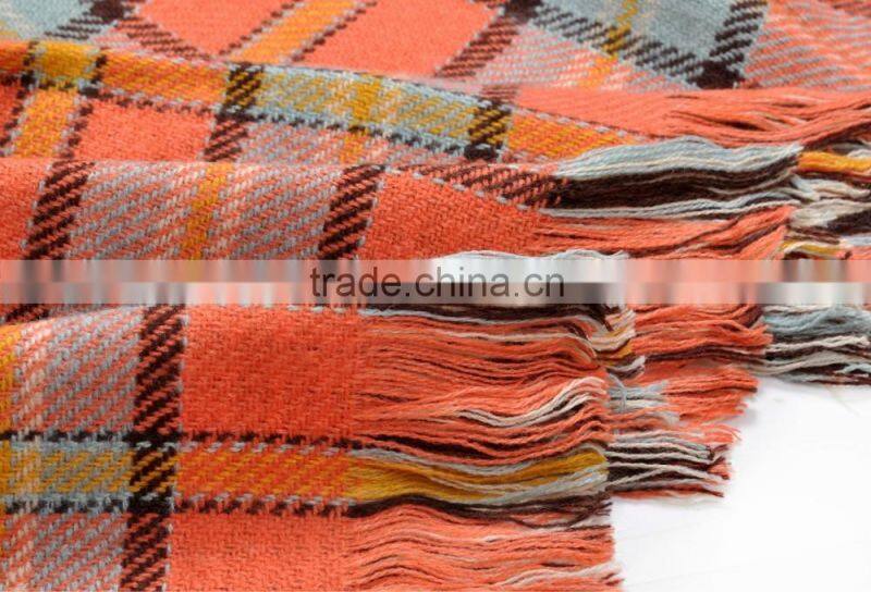 Wholesale Colorful Plaid Checked Wool Winter Ladies Shawl