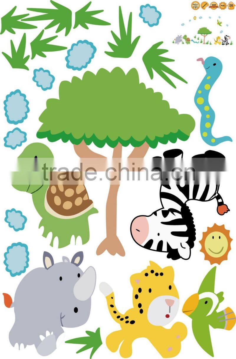 Happy Jungle animal Wall decal Removable stickers kids Baby nursery decor art