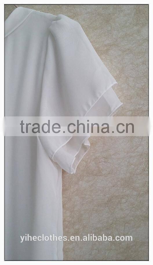 Sailor collar chiffon t-shirt sweet bow girl white tshirt