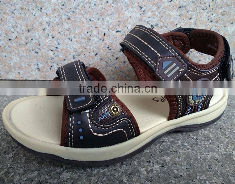 new design genuine leather brown boys sandals for summer