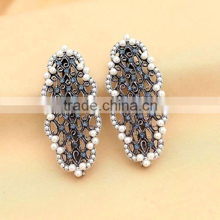 Direct Selling Wholesale Fashion Vintage Colorful Crystal Rhinestones Peacock Hairpin Barrette Hair Clip Hair Jewelry For Women