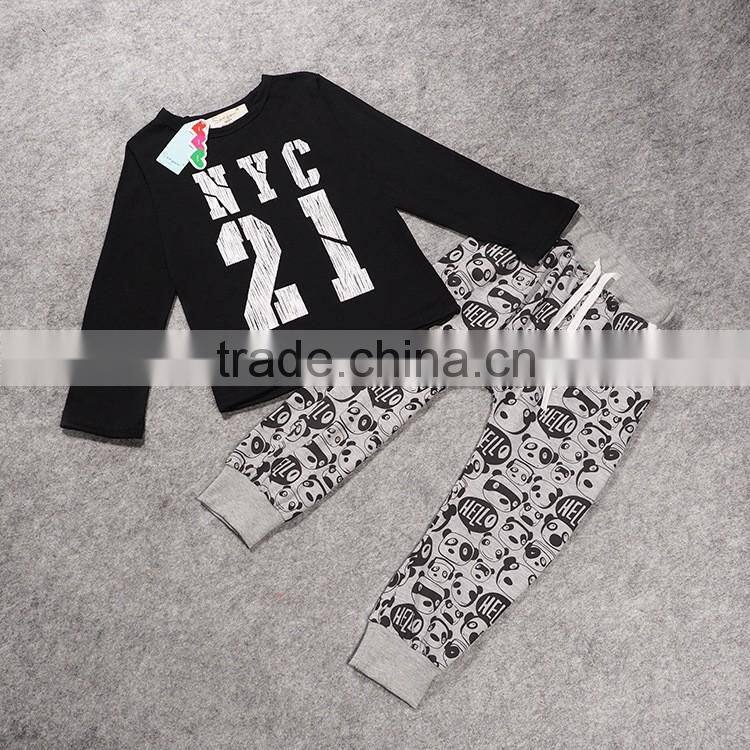2016 Factory new fashion spring child clothes for 2 pieces long sleeve baby boy clothing set wholesale kids clothes (ulik-AC079)