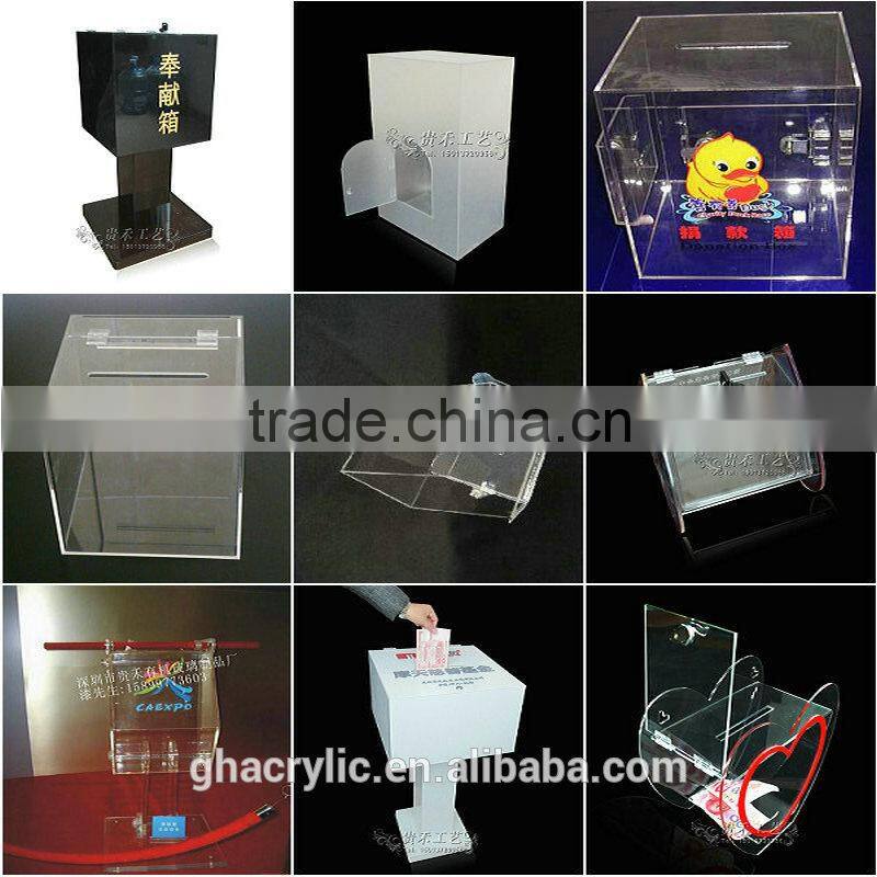 GH-RJ028 traditional clear donation box with lock, customized acrylic donation box