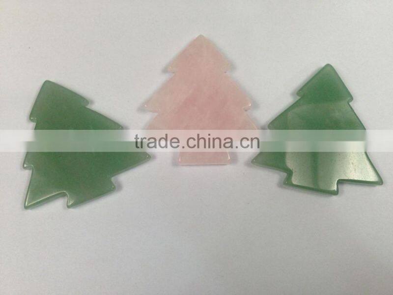 Natural Loose Gemstone Carved Christmas Tree Pendants For Christmas Gift