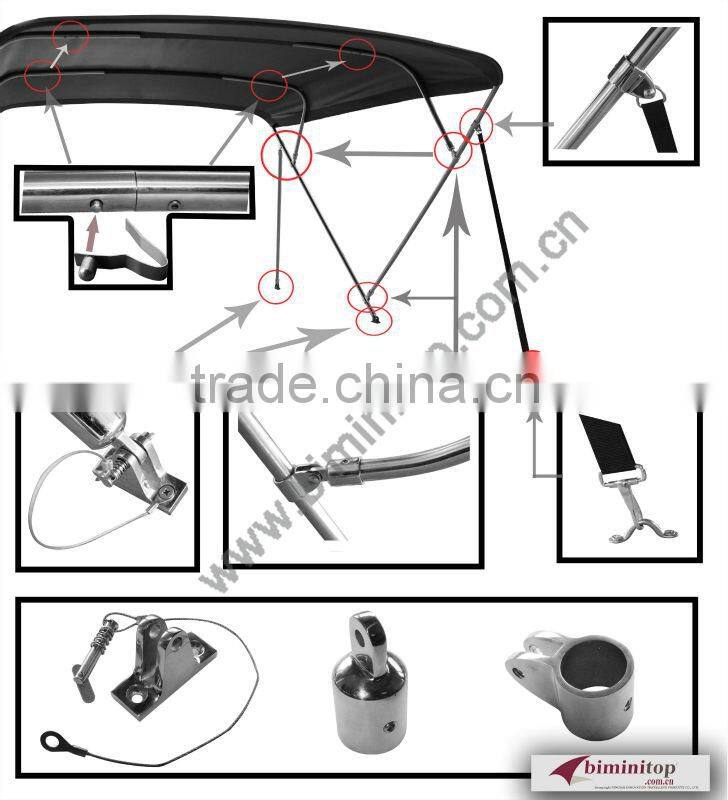 Uv resisitant 4 bow stainless steel tubes sunbrella bimini top
