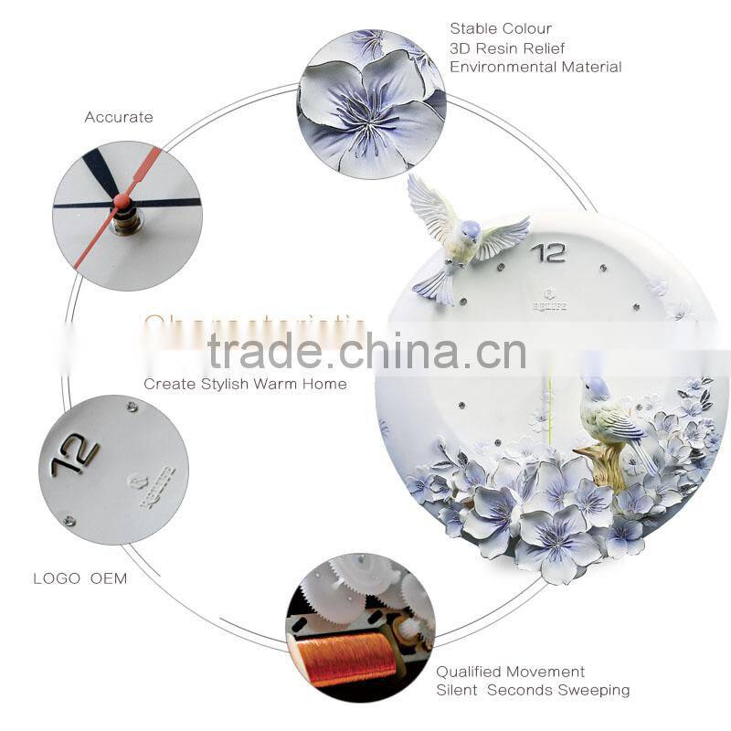 High quality Relief embossed delicate family decor mini clock/