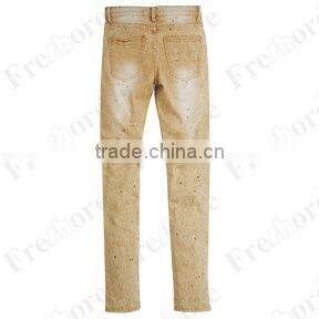 Lady's colour paint jeans -- yellow