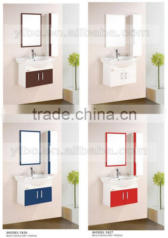 Lovely Red&White Wall Hung PVC Modern Bathroom Furniture