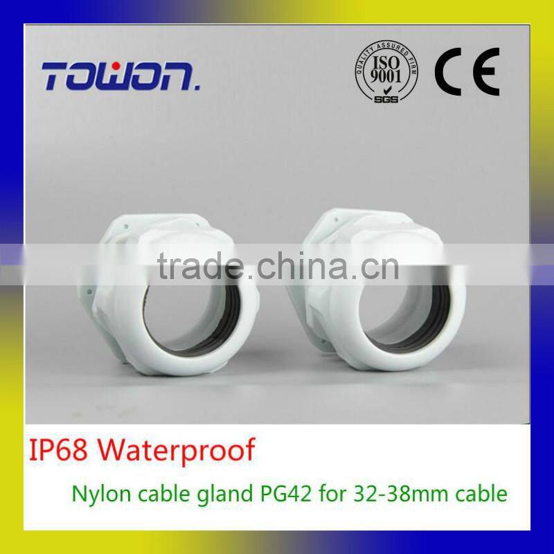 PG42 Waterproof Nylon Plastic Cable Gland Connector for 32-38mm Cable white color Hot Sale IP68 Factory wholesale