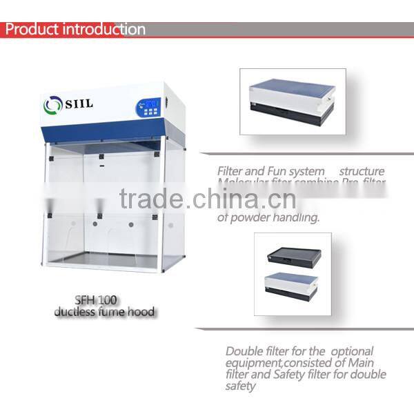 Fixed with heap filter or carbon filter ,Ductless design ,SFH 100 Ductless chemistry fume hood