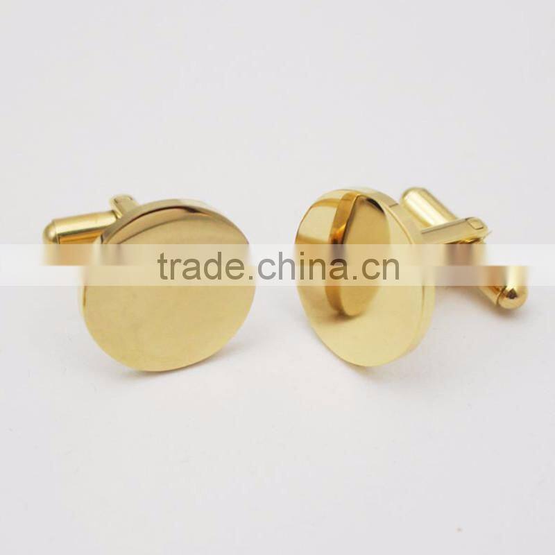Custom Stainless Steel Rectangle Gold Plated Cufflinks Blanks
