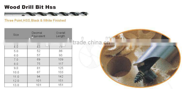 Single flute long shank wood drill bits for abrasive materials