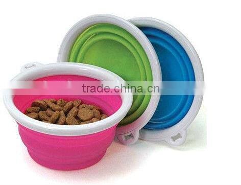 Hot Pink Silicone Pet Dog Cat Feeding Bowl