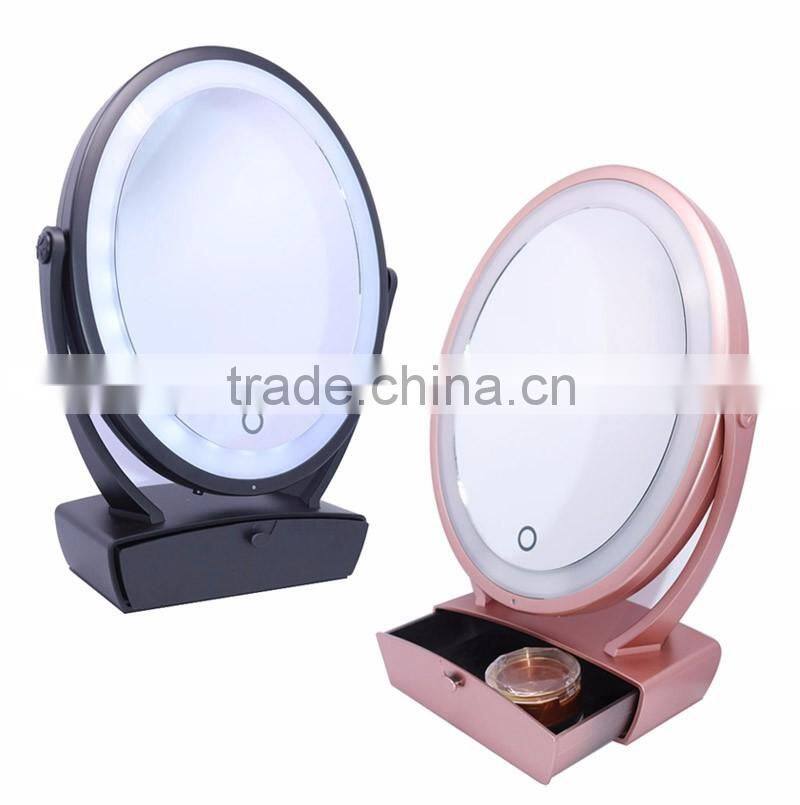 Elegant touch sensor vanity dressing table mirror with lights and magnifying