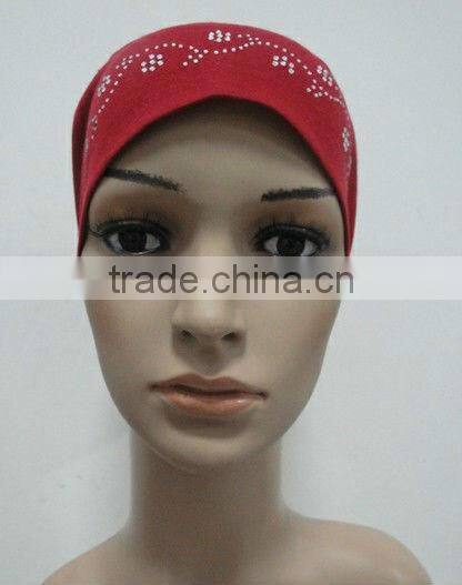 C035 tube underscarf with rhinestones,cotton underscarf and hats