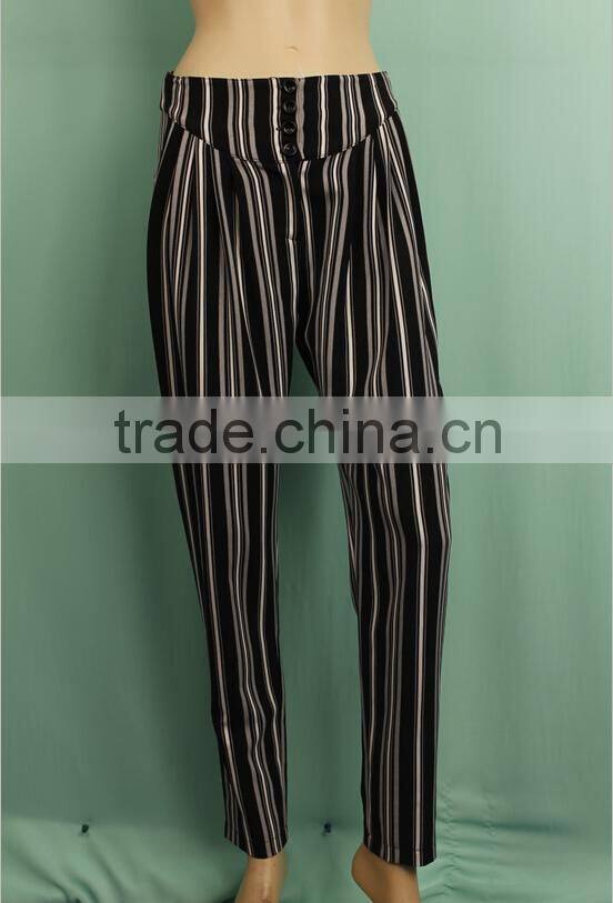 2016 new style black white strip spring fashion ladies suit pant DP150131672