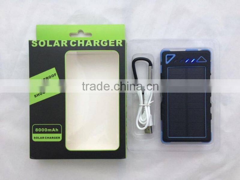 China factory direct supply solar phone charger, high quality outdoor water proof solar charger, new model solar mobile charger