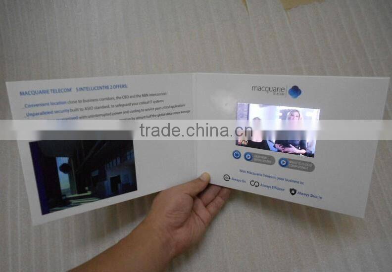Top quality 7"customized LCD greeting card with 1500mAh built-in battery