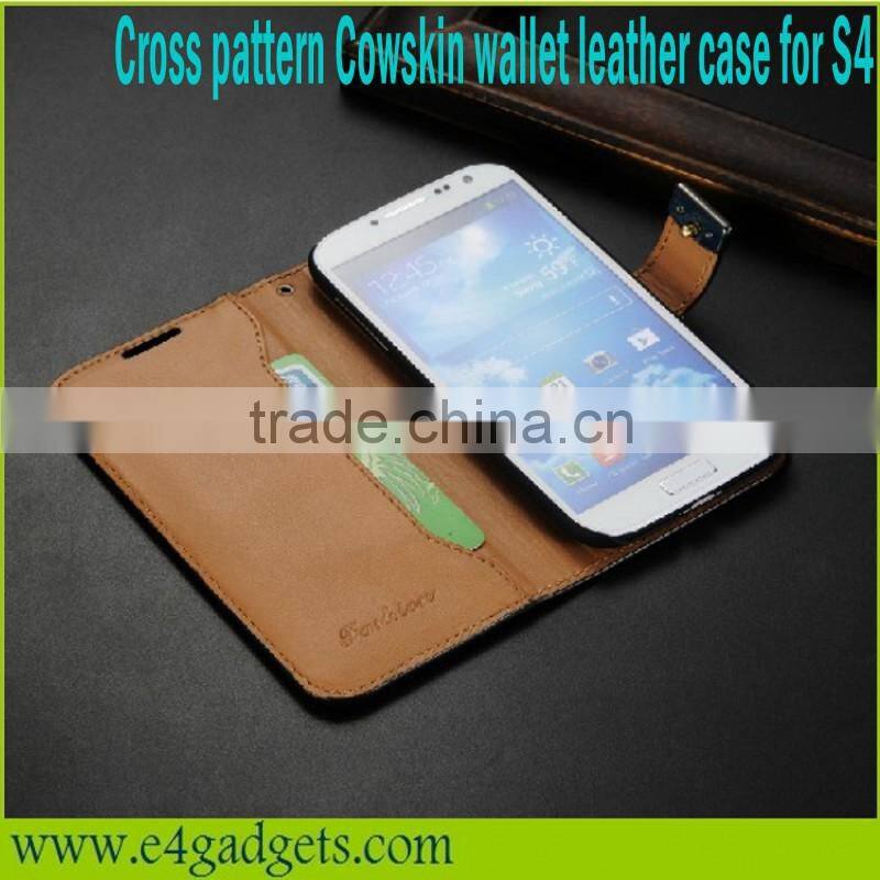 Genuine leather Cross pattern cover case for samsung galaxy s4 active i9295