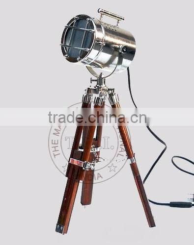 NAUTICAL SEARCHLIGHT WITH TRIPOD STAND - COLLECTIBLE MARINE SPOTLIGHT ON TRIPOD