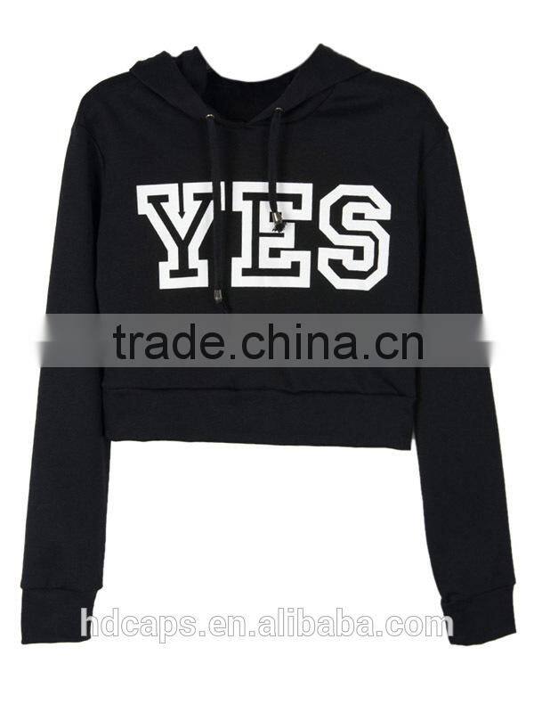 Womens Fashion Hoodie Crop Top Plain