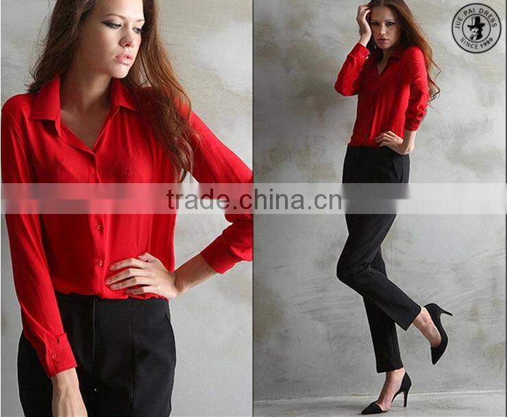 Beautiful Bright Chiffon Silk Proffessional Office Lady Blusas