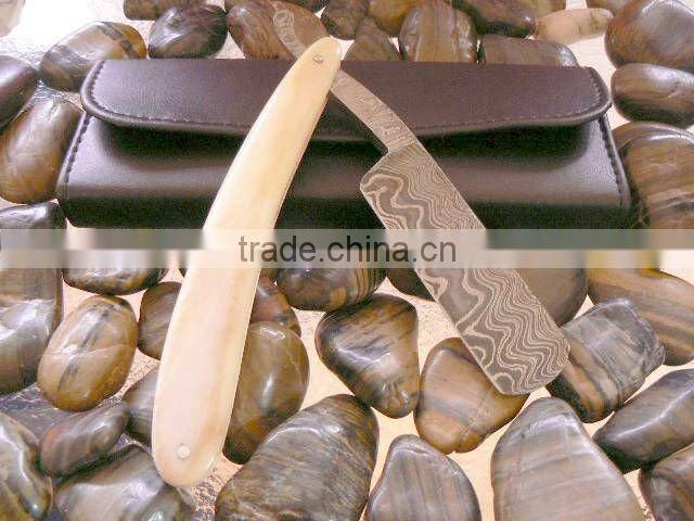 Damascus straight Shaving razor