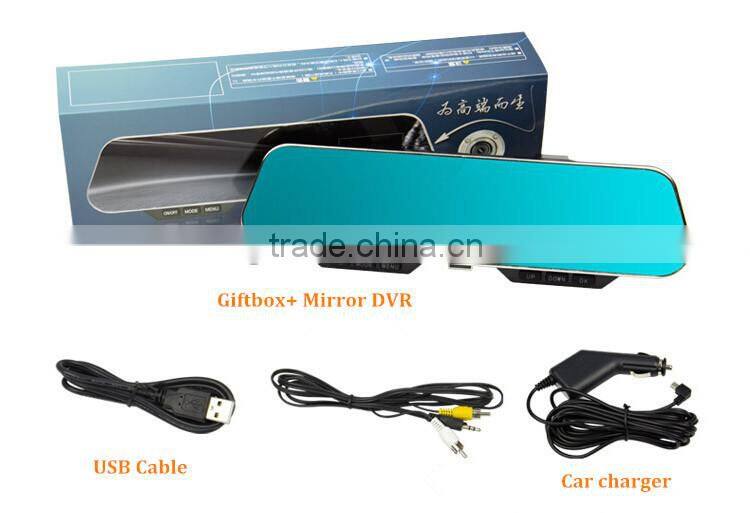4.3 Inch LCD 1080P Full HD 5.0M Pixel 140 Degree Wide Angle Bluetooth Anti-glare Camera Car Rear View Mirror