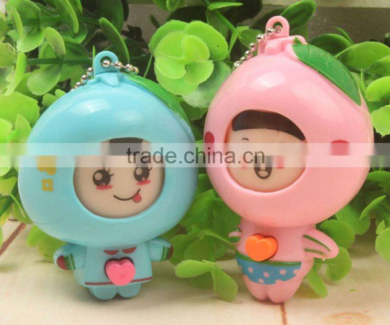 plastic funny face changing dolls key chain