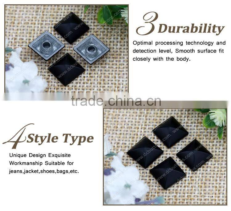 Black square shape alloy fashion jeans rivet for ciothing accessory
