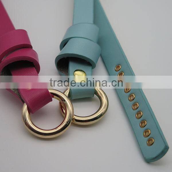 Lady's fashion skinny belt with eyelet