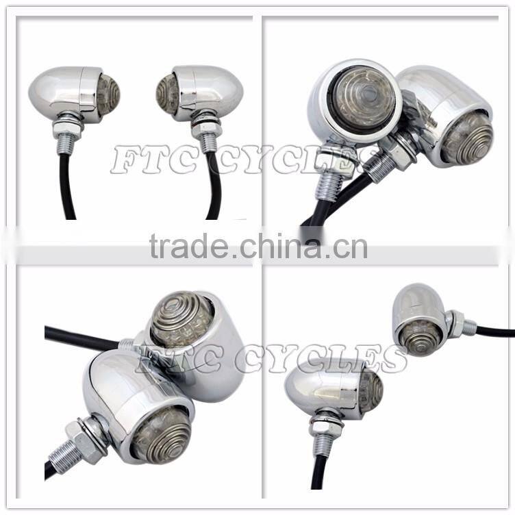 Heavy Duty Chrome LED Turn Signals for Harley Cafer Racer