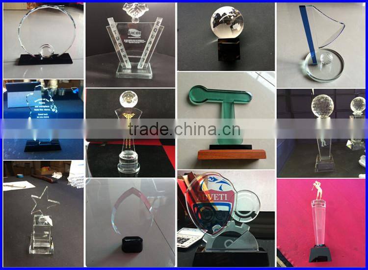 Opitcal Black Glass Book Shield Awards with Engraving Text